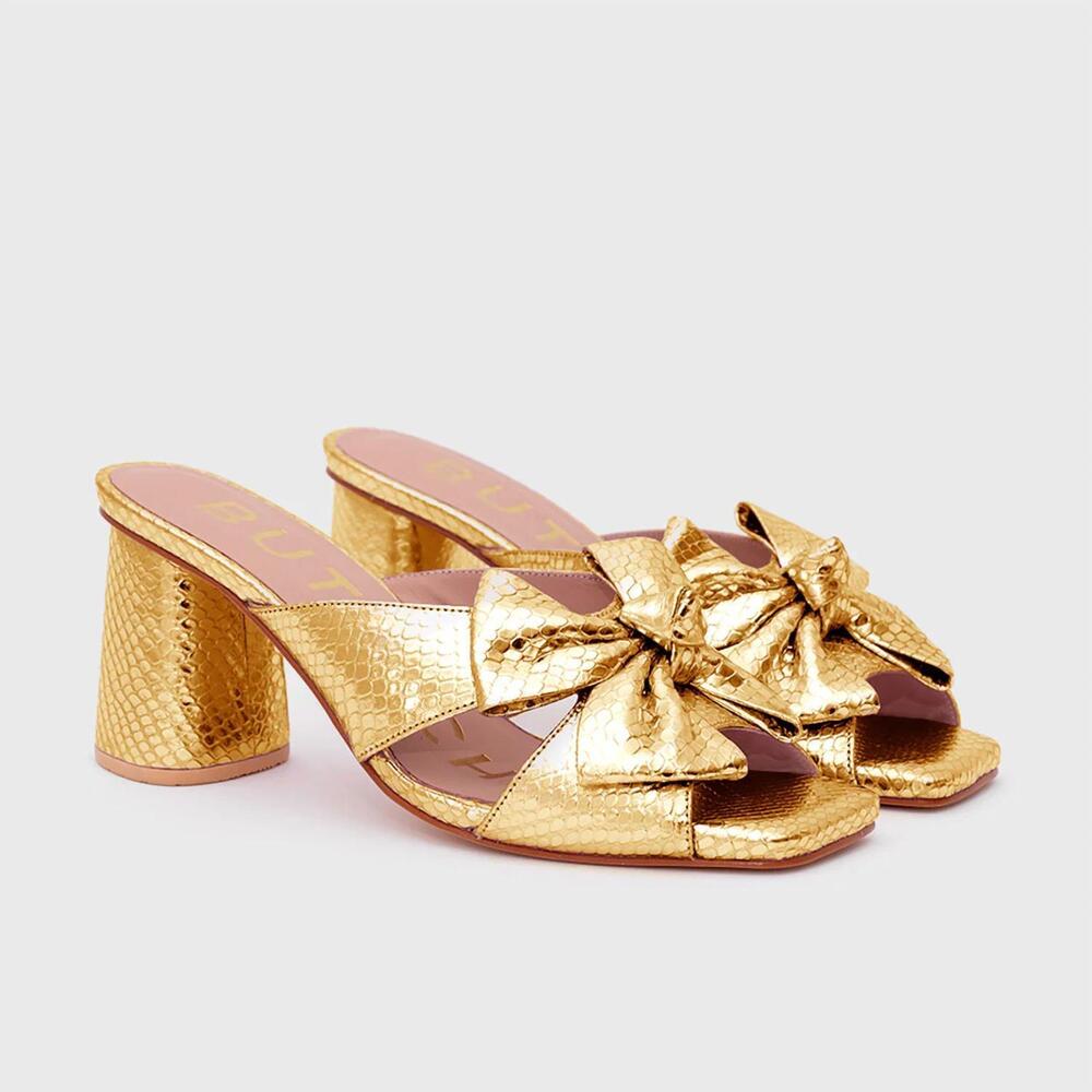 NEW BUTRICH women's alina midi heels in platino